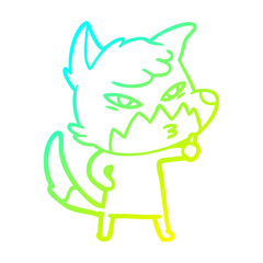 cold gradient line drawing clever cartoon fox