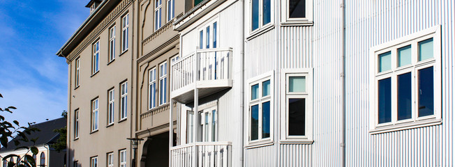 Traditional corrugated iron house in old Reykjavik in Iceland