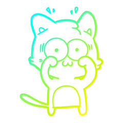 cold gradient line drawing cartoon surprised cat