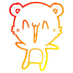 warm gradient line drawing happy bear cartoon