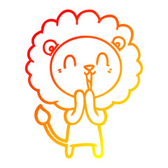warm gradient line drawing laughing lion cartoon