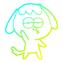 cold gradient line drawing cartoon bored dog