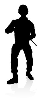 Armed forces high quality detailed silhouette of military army soldier