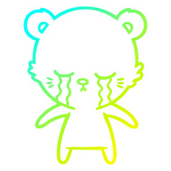 cold gradient line drawing crying cartoon polarbear