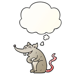 cartoon rat and thought bubble in smooth gradient style