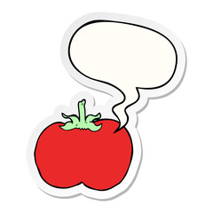 cartoon tomato and speech bubble sticker
