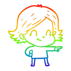 rainbow gradient line drawing cartoon friendly girl