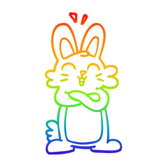 rainbow gradient line drawing cartoon jolly bunny