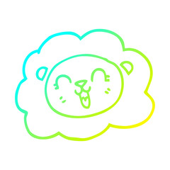 cold gradient line drawing cartoon lion