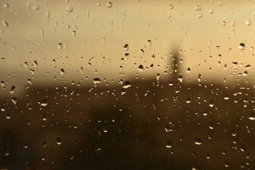 Raindrops on the window pane