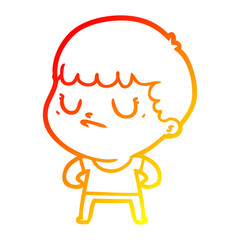 warm gradient line drawing cartoon grumpy boy
