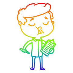 rainbow gradient line drawing cartoon man talking