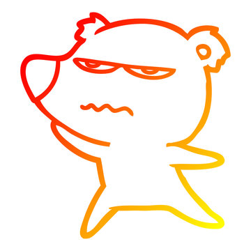 recommend clip art: warm gradient line drawing angry bear cartoon