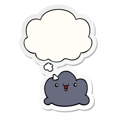 cartoon cloud and thought bubble as a printed sticker