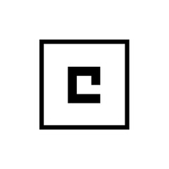 Letter C Logo, simple modern design, square shape icon  - vector