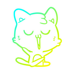 cold gradient line drawing cartoon cat singing