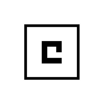 Letter C Logo, simple modern design, square shape icon  - vector