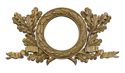 Golden decorative wreaths isolated on white background	