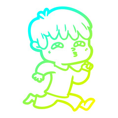 cold gradient line drawing cartoon man confused