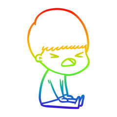 rainbow gradient line drawing cartoon stressed man