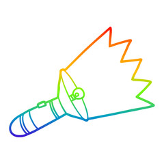 rainbow gradient line drawing old cartoon torch