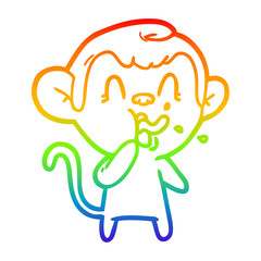 rainbow gradient line drawing crazy cartoon monkey