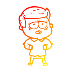 warm gradient line drawing cartoon tired man