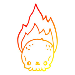 warm gradient line drawing spooky cartoon flaming skull