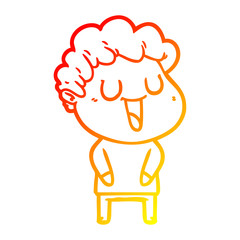 warm gradient line drawing laughing cartoon man