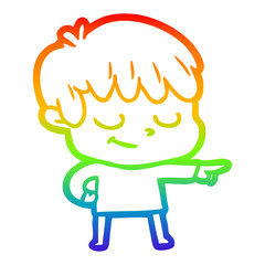 rainbow gradient line drawing cartoon happy boy