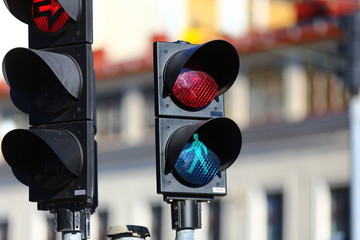 Red light for pedestrians in Gothenburg, Sweden