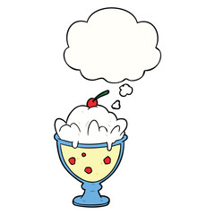 cartoon dessert and thought bubble