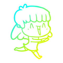 cold gradient line drawing cartoon woman