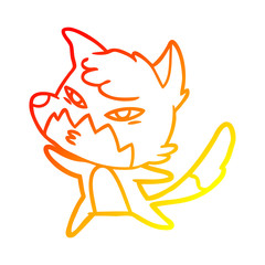 warm gradient line drawing clever cartoon fox