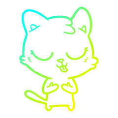 cold gradient line drawing cartoon cat