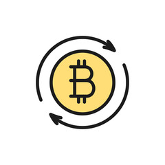 Bitcoin coin sign, cryptocurrency exchange flat color icon.