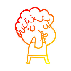 warm gradient line drawing cartoon man pulling face