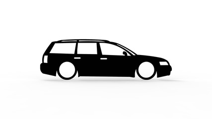 3d rendering of the silhouette of a car isolated in white background