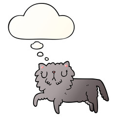 cartoon cat and thought bubble in smooth gradient style
