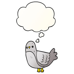 cartoon bird and thought bubble in smooth gradient style