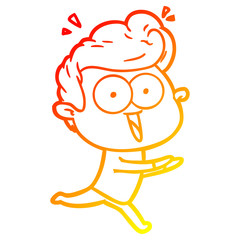 warm gradient line drawing cartoon staring man