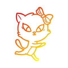 warm gradient line drawing cartoon cat