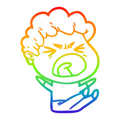 rainbow gradient line drawing cartoon furious man