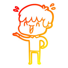 warm gradient line drawing cartoon laughing boy