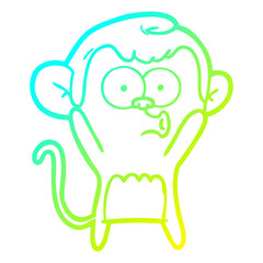 cold gradient line drawing cartoon surprised monkey