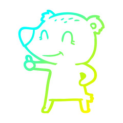 cold gradient line drawing cartoon bear giving thumbs up sign