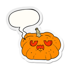 cartoon pumpkin and speech bubble sticker