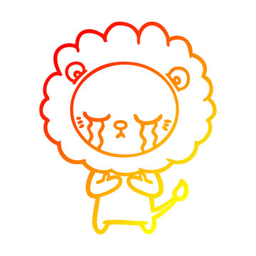 recommend clip art: warm gradient line drawing crying cartoon lion