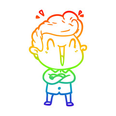 rainbow gradient line drawing cartoon excited man