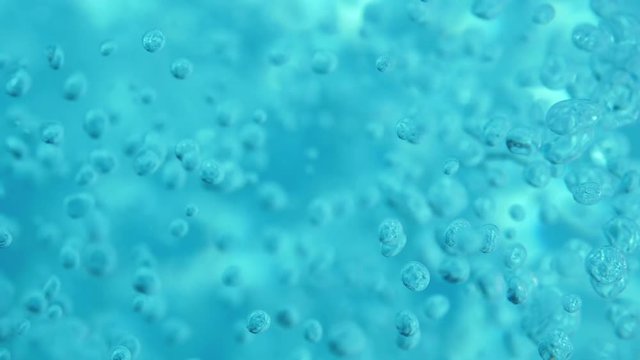 Bubbles rising. Air bubbles in water in sea (underwater shot), good for backgrounds. Slow motion.